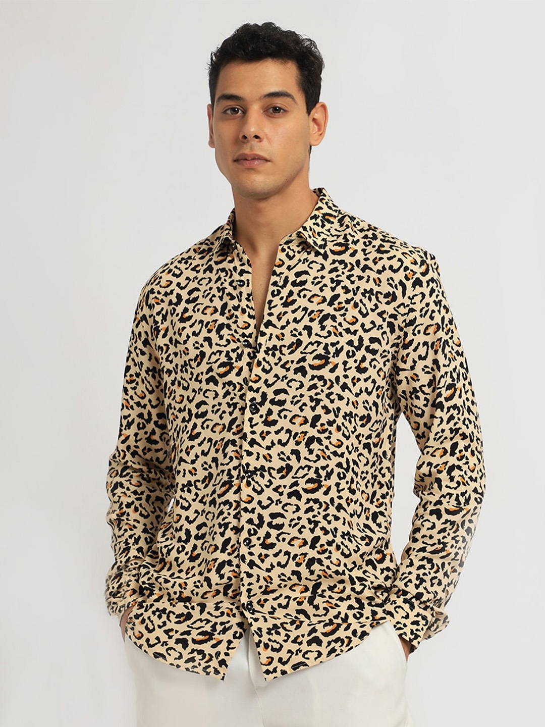 

Banana Club Classic Animal Printed Casual Shirt, Beige