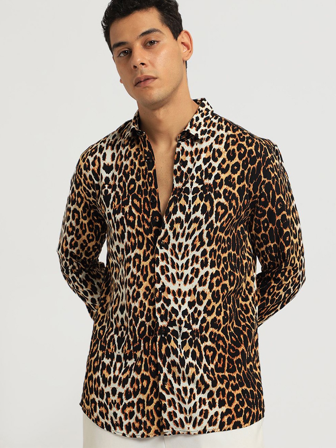 

Banana Club Classic Animal Printed Casual Shirt, Brown
