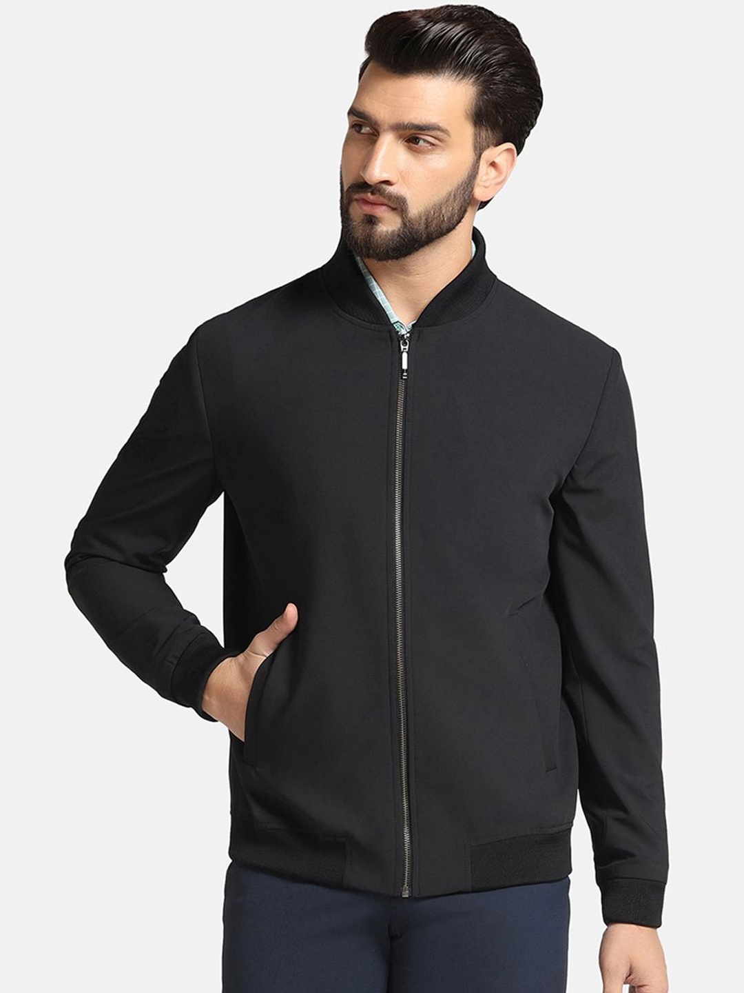 

Blackberrys Men Solid Bomber Jacket, Black