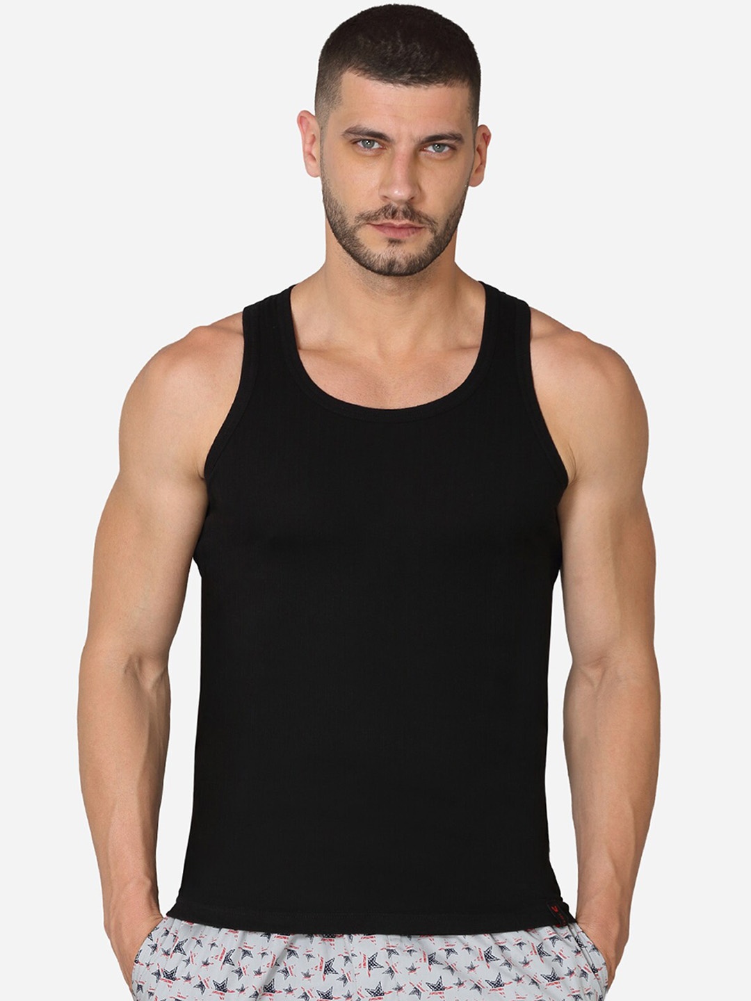 

VStar Pure Cotton Racerback Innerwear Gym Vest-VRB 1595-BLACK