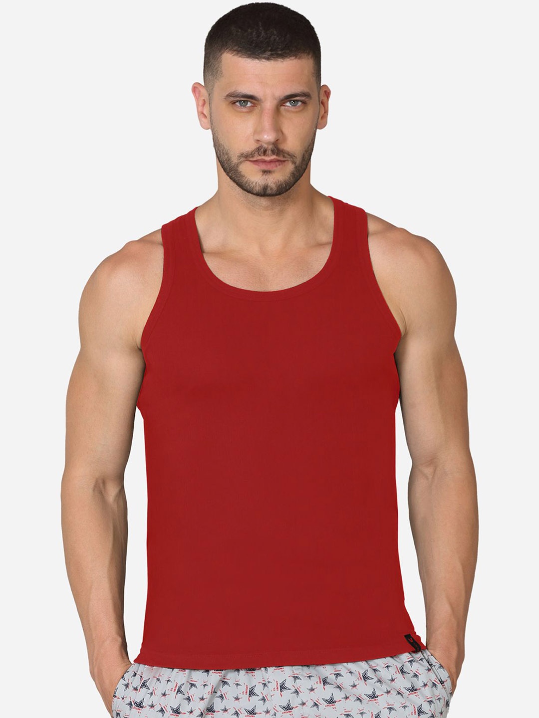 

VStar Cotton Gym Vest With Racer Back Styling, Red