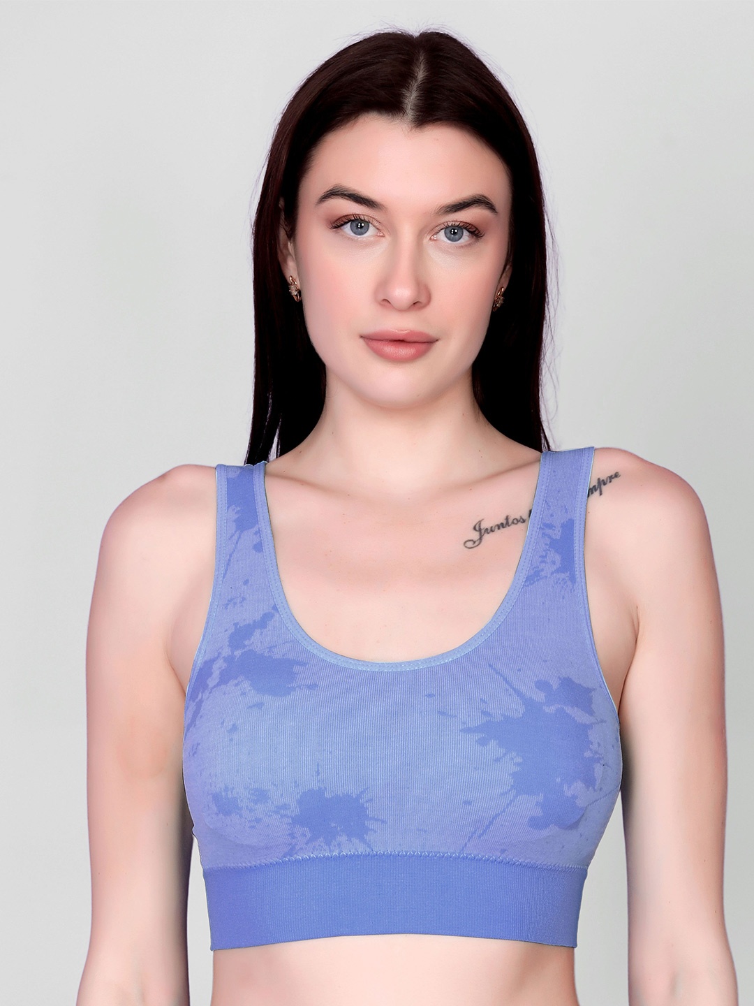 

Spiaty Abstract Printed Full Coverage Lightly Padded Workout Bra With All Day Comfort, Blue