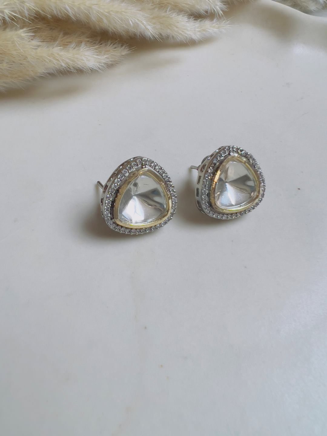 

XAGO Gold Plated Contemporary Studs, White