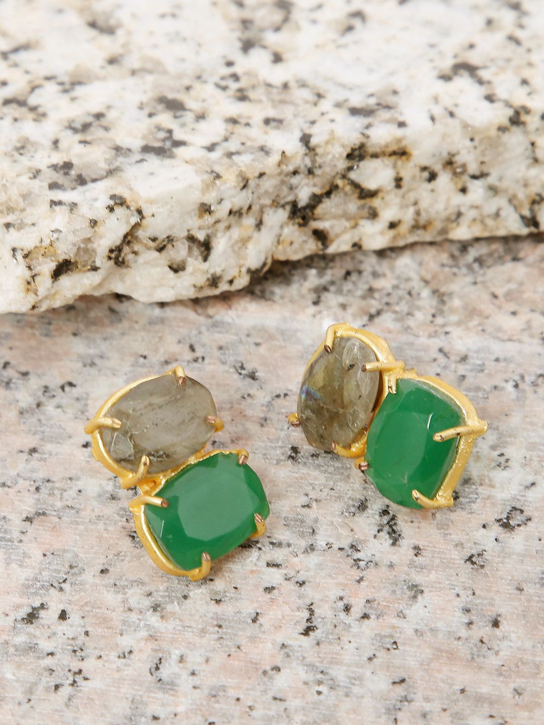

XAGO Geometric Studs Earrings, Green