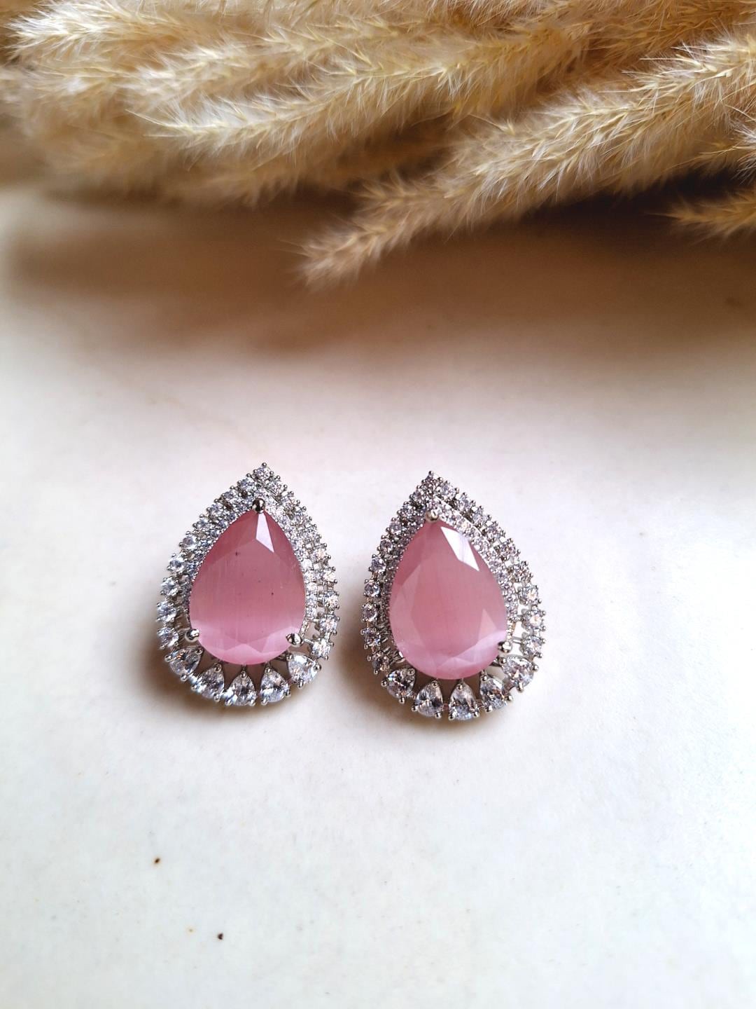 

XAGO Silver Plated Contemporary Studs, Pink