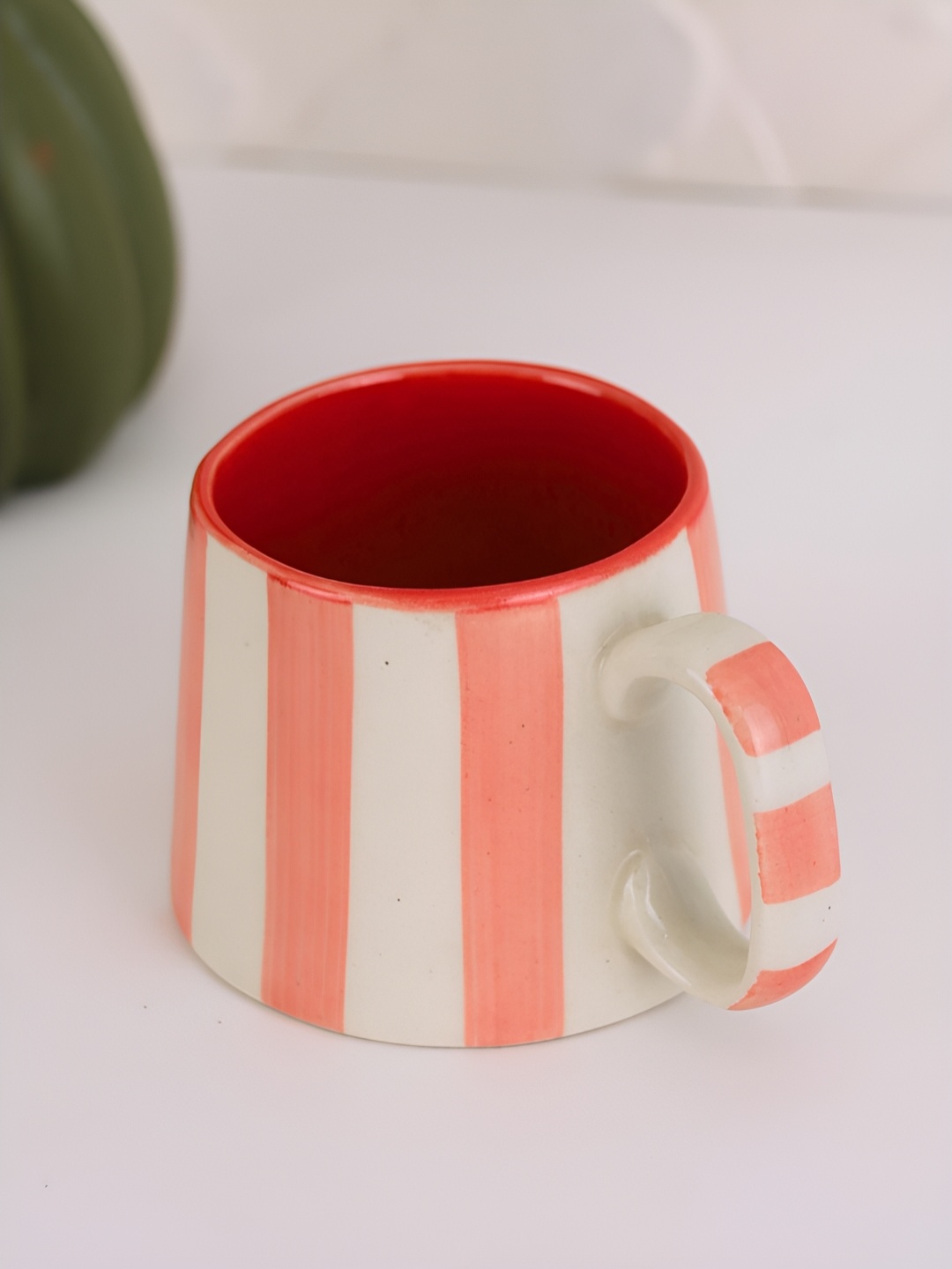 

NURTURE INDIA White & Red Printed Ceramic Matte Cups 220 ml