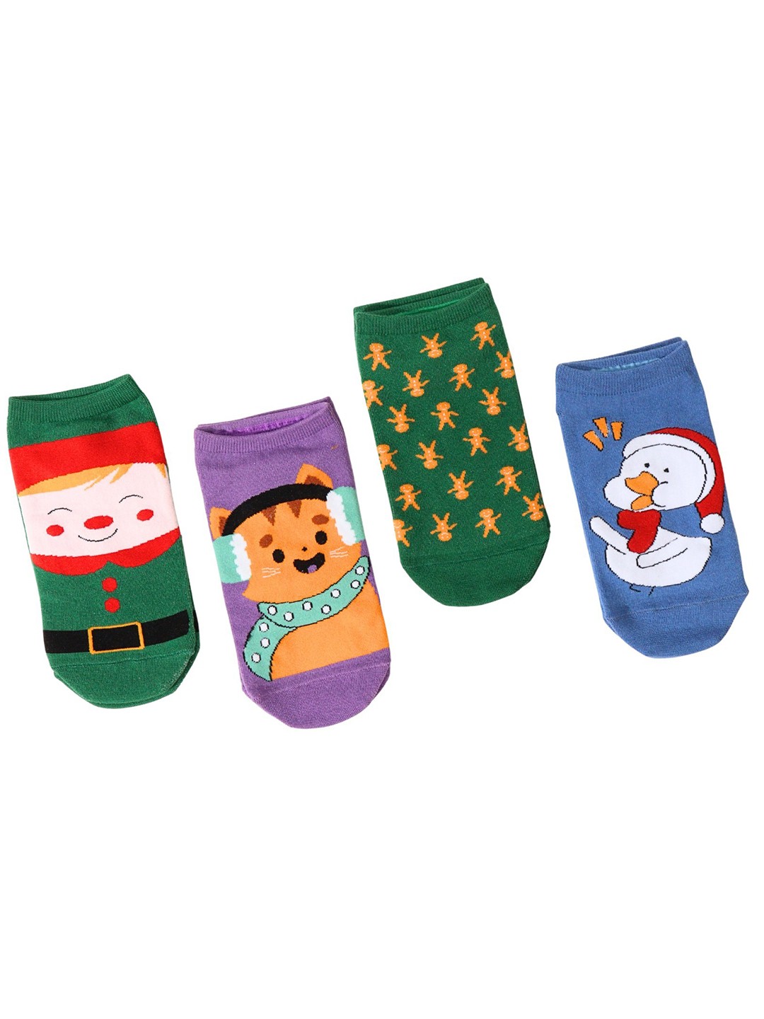 

Thela Gaadi Pack of 4 Low-cut Ankle-Length Socks, Green