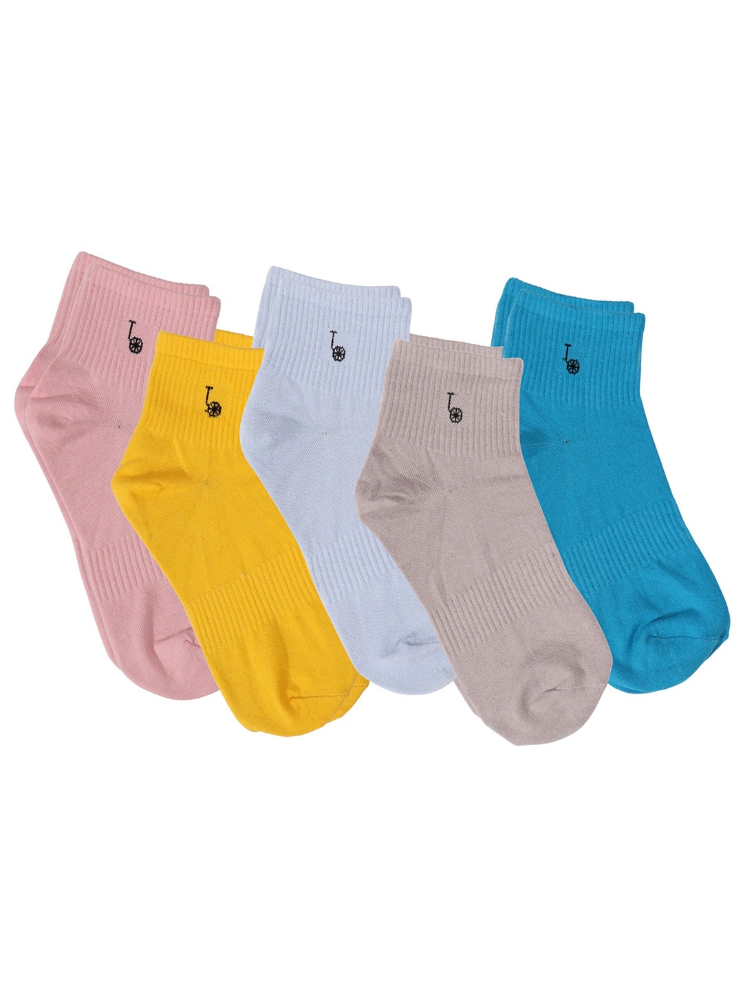 

Thela Gaadi Pack Of 5 Athleisure Cotton Ankle-Length Socks, Yellow