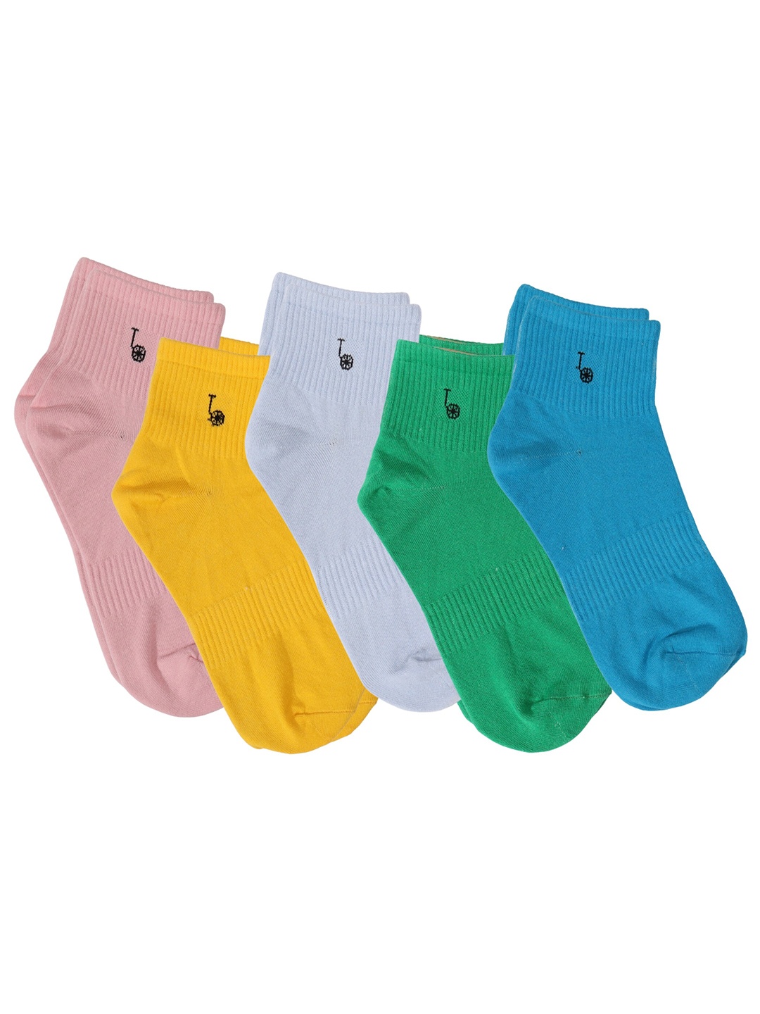 

Thela Gaadi Pack Of 5 Athleisure Cotton Ankle-Length Socks, Green