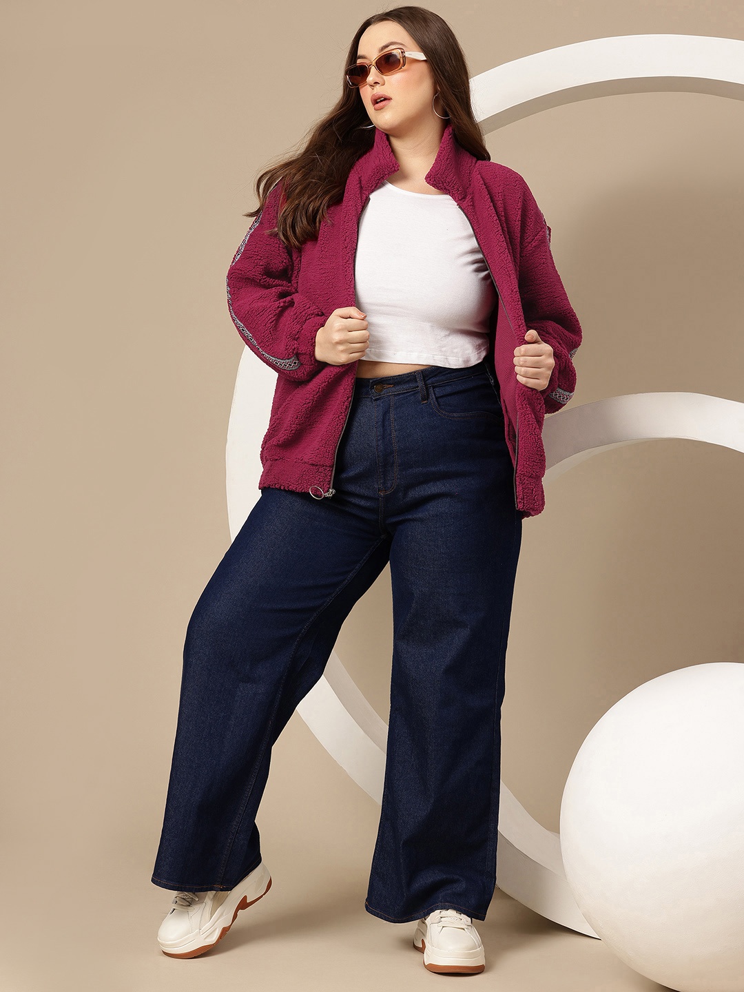 

Sztori Plus Size Fleece Sweatshirt, Maroon