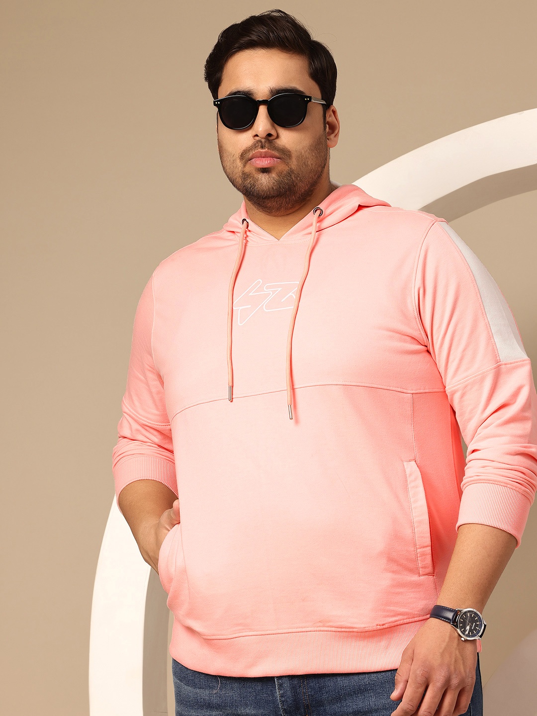 

Sztori Plus Size Hooded Pullover Sweatshirt, Peach