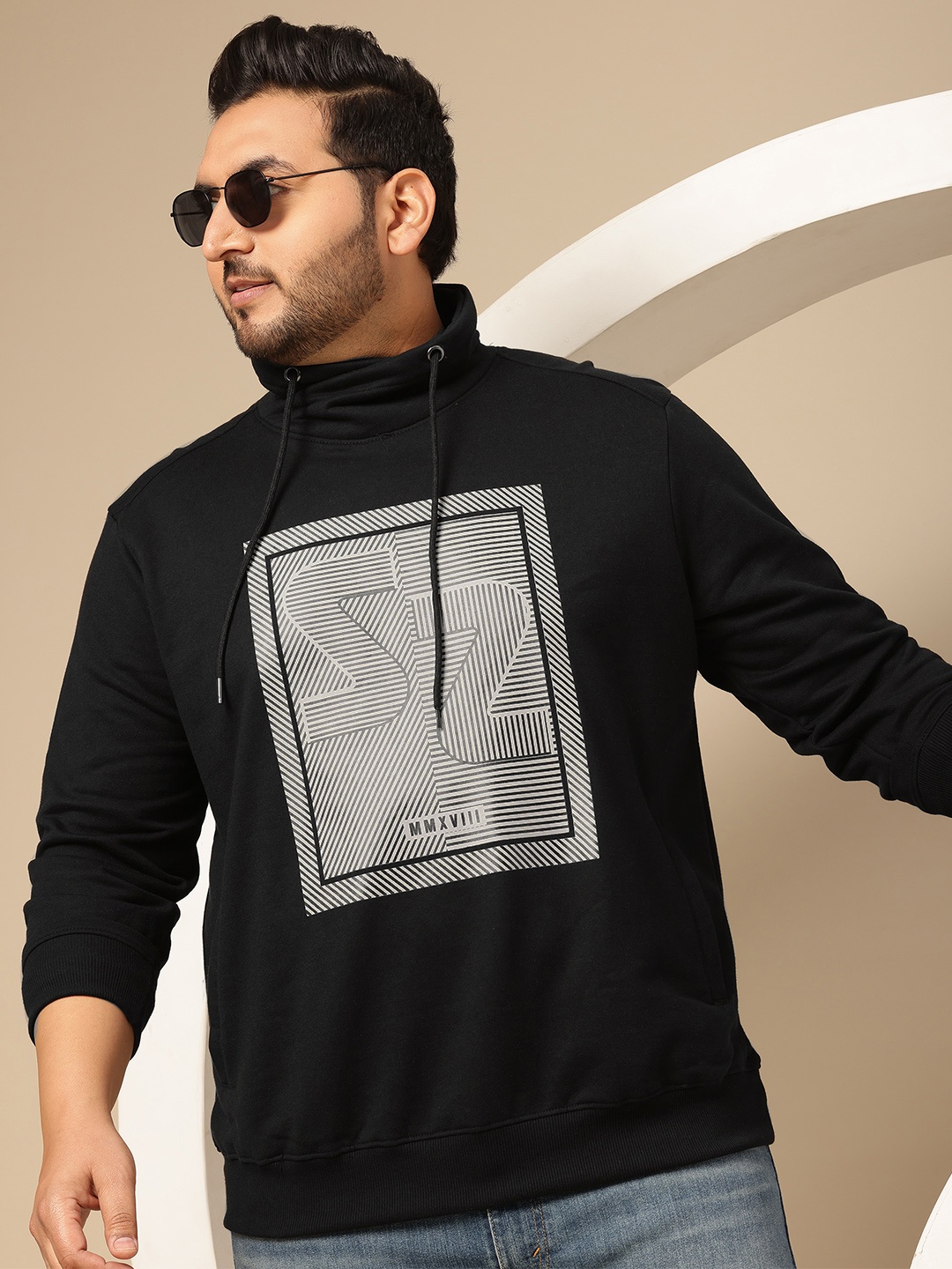 

Sztori Plus Size Printed Sweatshirt, Black