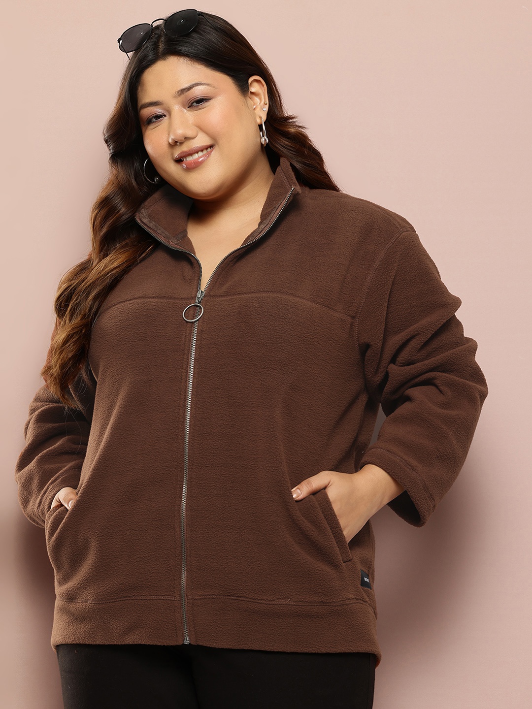 

Sztori Plus Size Fleece Sweatshirt, Brown