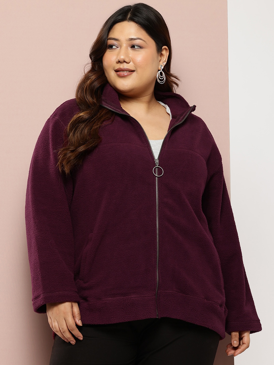 

Sztori Plus Size Fleece Sweatshirt, Burgundy