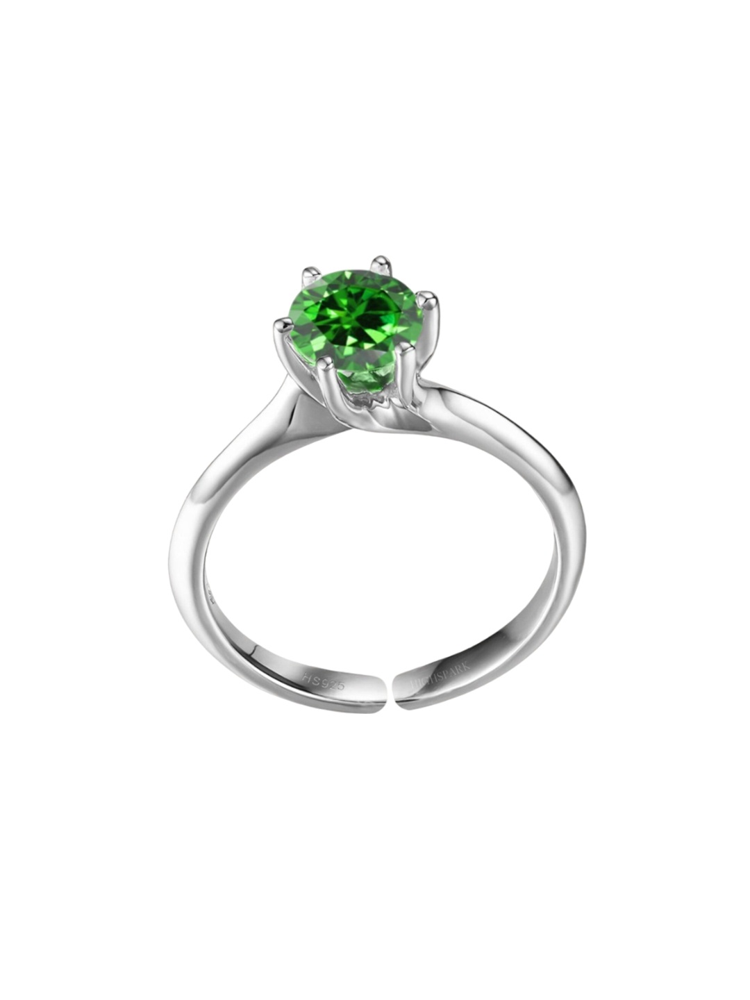 

HighSpark 92.5 Sterling Silver Cubic Zirconia Studded Martini Emerald Adjustable Ring