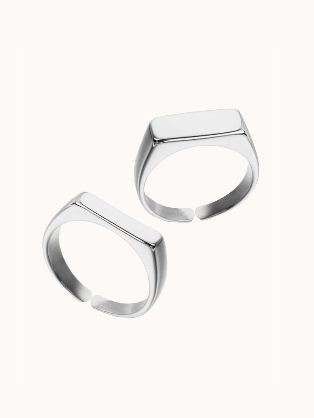 

HighSpark 92.5 Sterling Silver - Signet Band and Couple Adjustable Ring