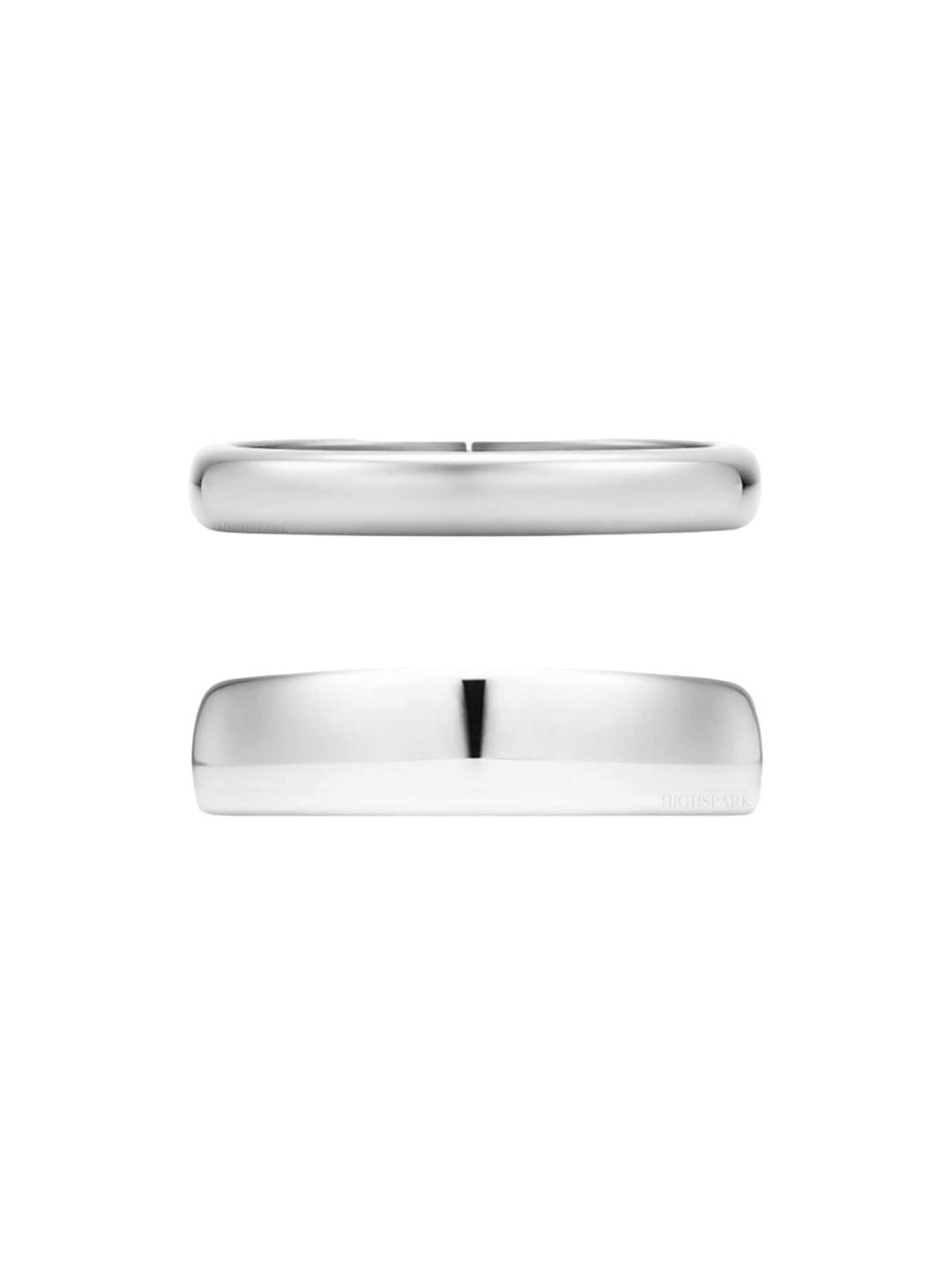 

HighSpark Unisex Set Of 2 92.5 Sterling Silver Couple Adjustable Finger Ring