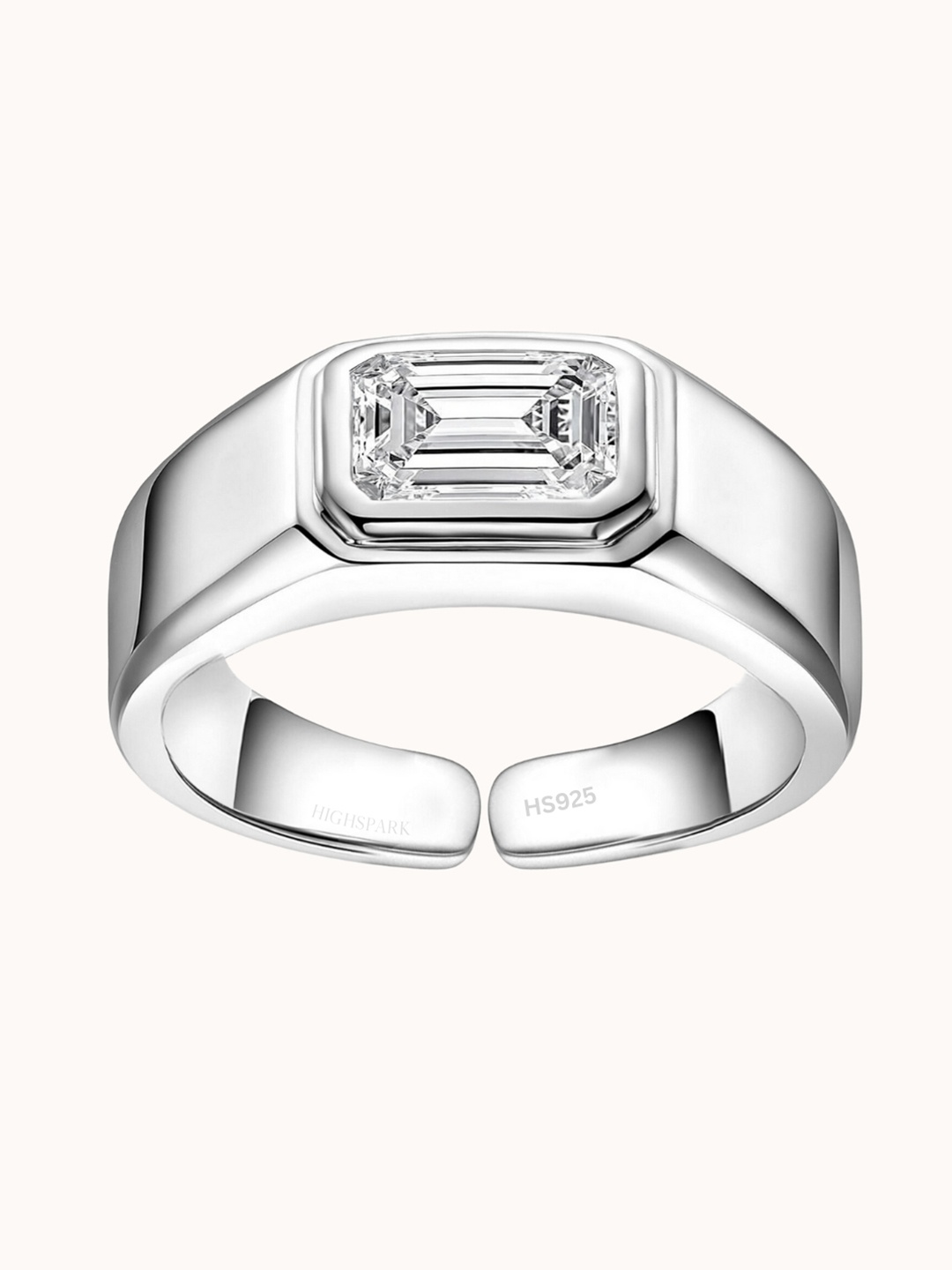 HighSpark 92.5 Sterling Silver CZ Studded Adjustable Finger Ring