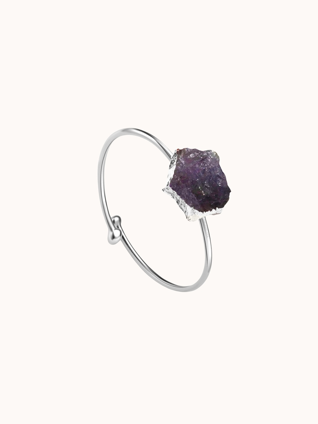 

HighSpark 92.5 Sterling Silver Amethyst Studded Adjustable Finger Ring