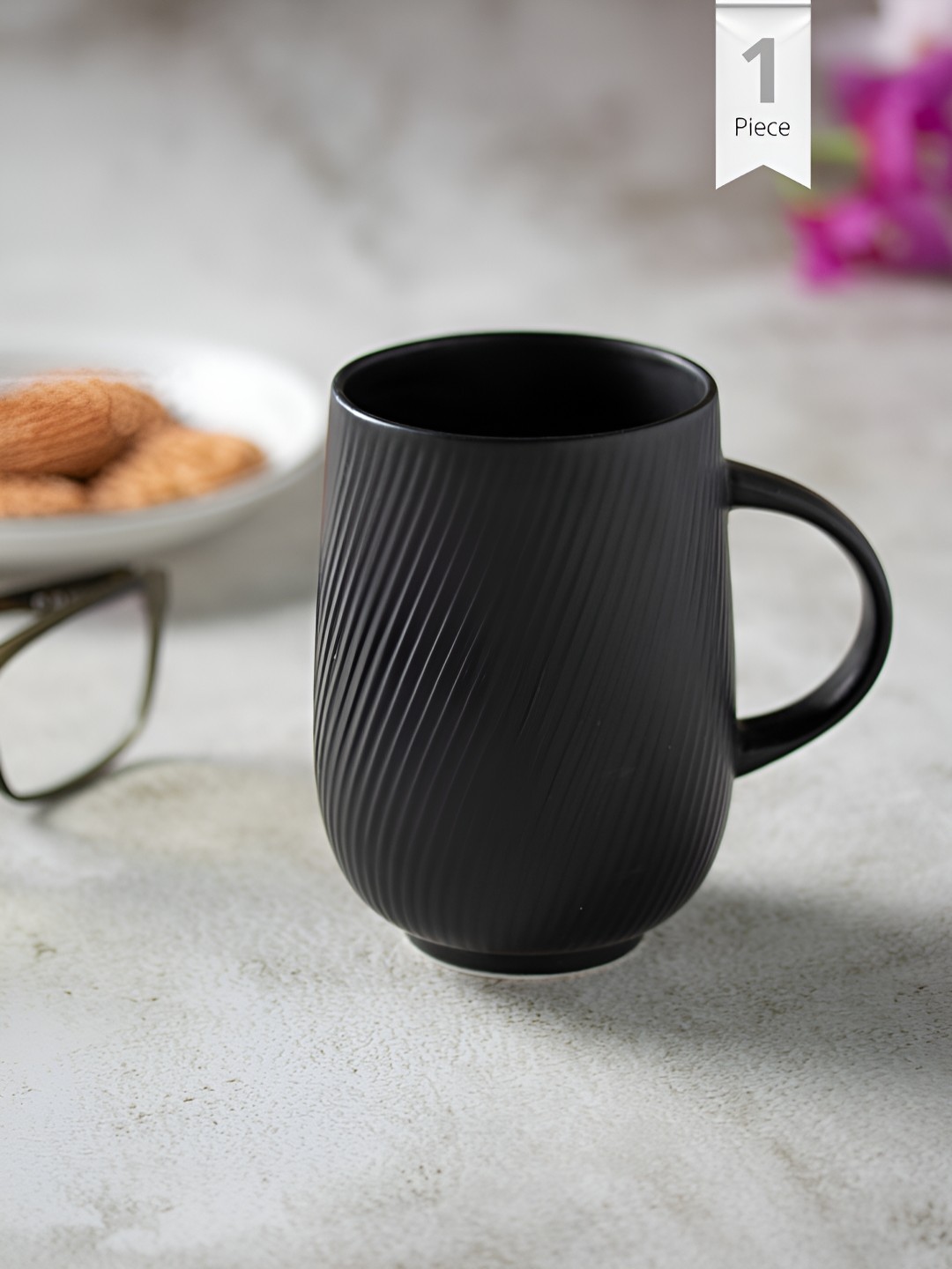 

CLAY CRAFT Black Printed Ceramic Glossy Mug 360 ml