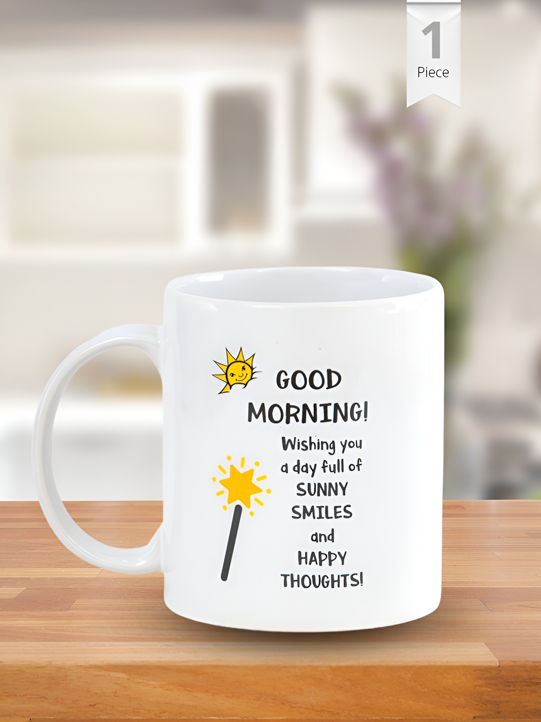 

CLAY CRAFT White & Black Printed Ceramic Glossy Mug 300 ml