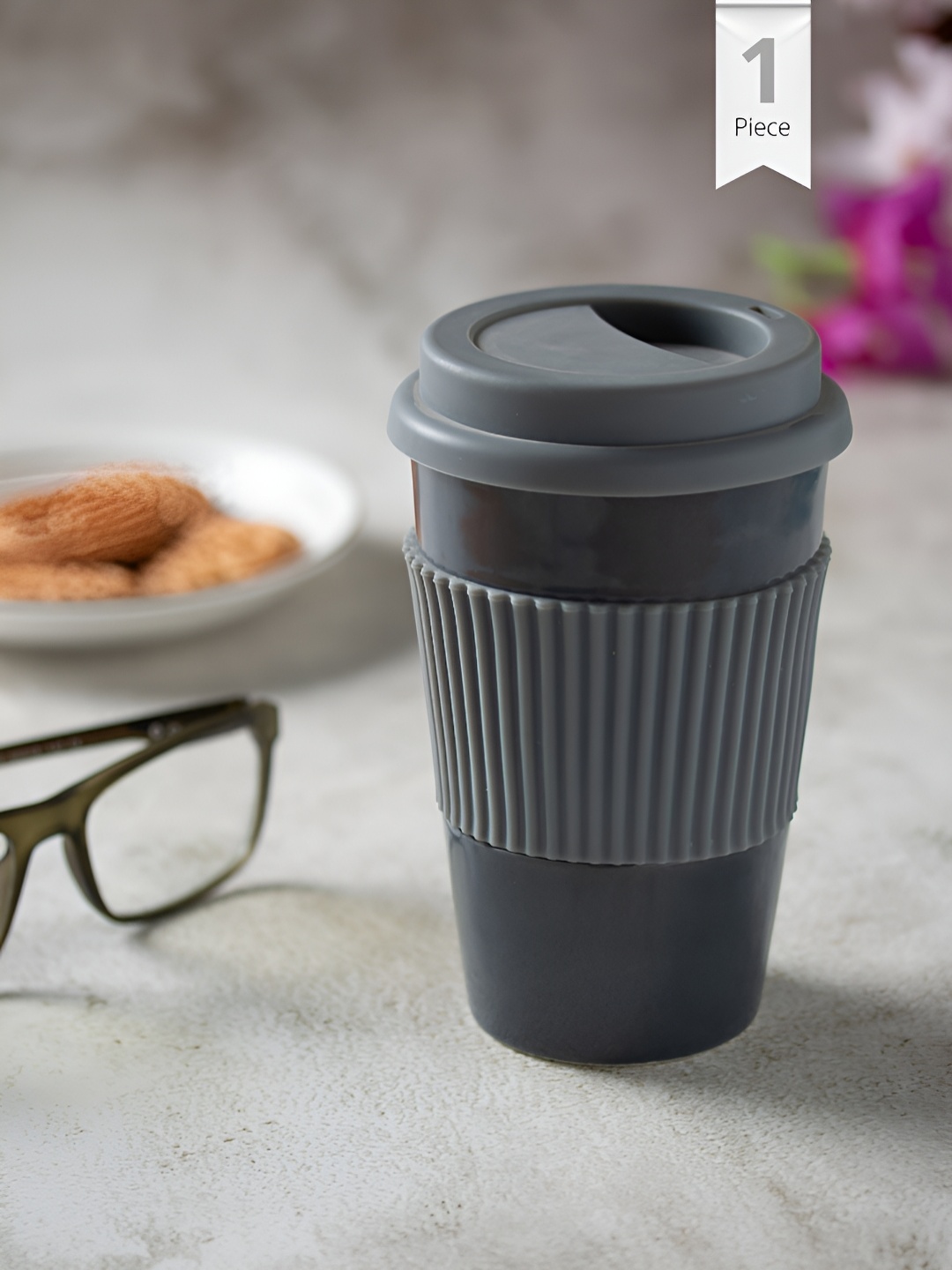 

CLAY CRAFT Grey Textured Ceramic Matte Mug 400 ml