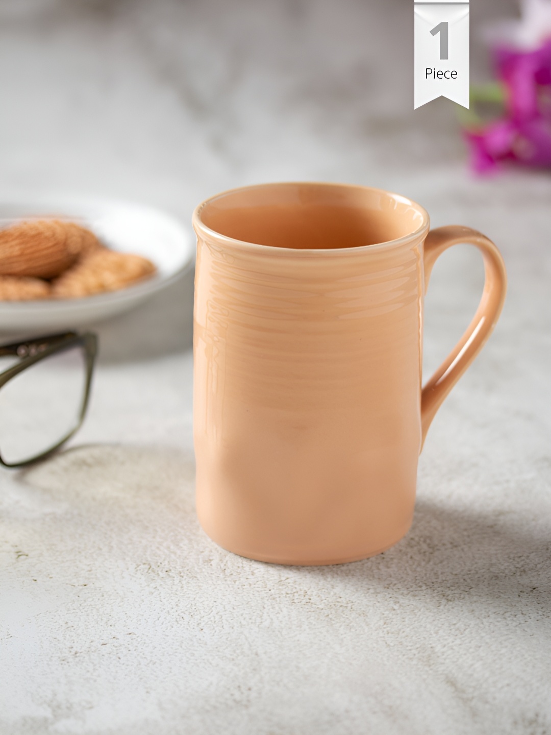 

CLAY CRAFT Cream-Coloured Solid Ceramic Glossy Mug 340 ml