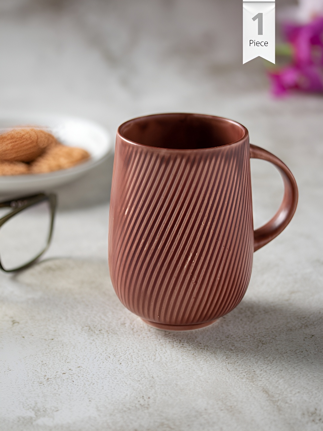 

CLAY CRAFT Brown Textured Ceramic Glossy Mug 360 ml