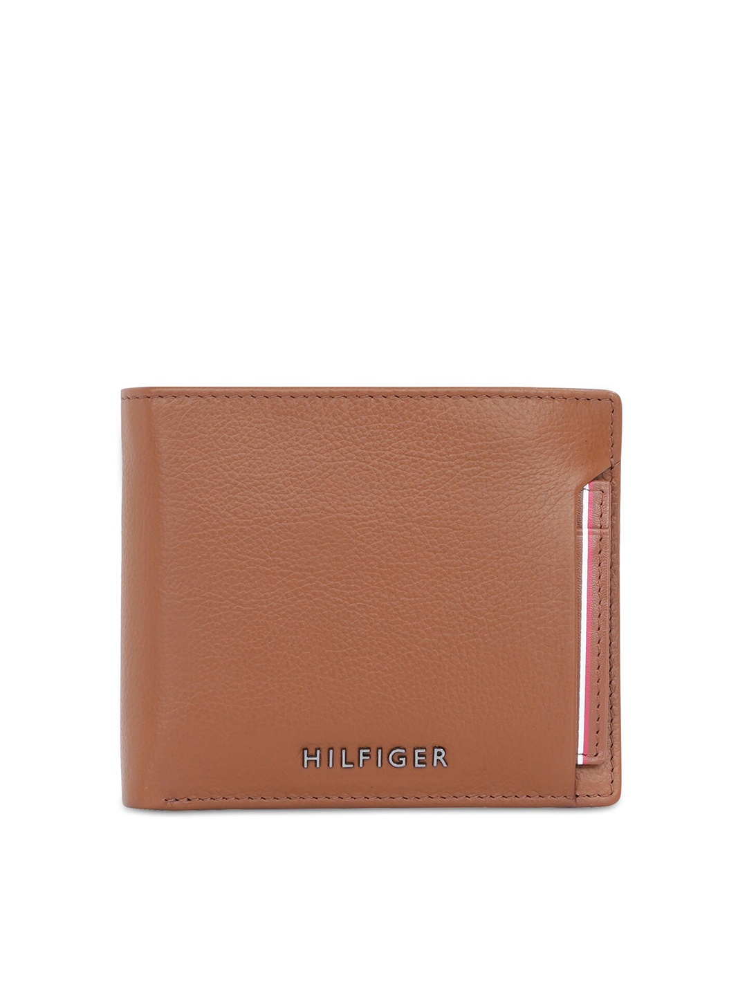 

Tommy Hilfiger Men Abstract Textured Leather Two Fold Wallet, Tan