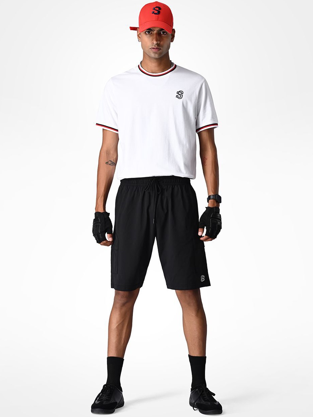 

Supa Men Mid-Rise Cotton Sports Shorts, Black