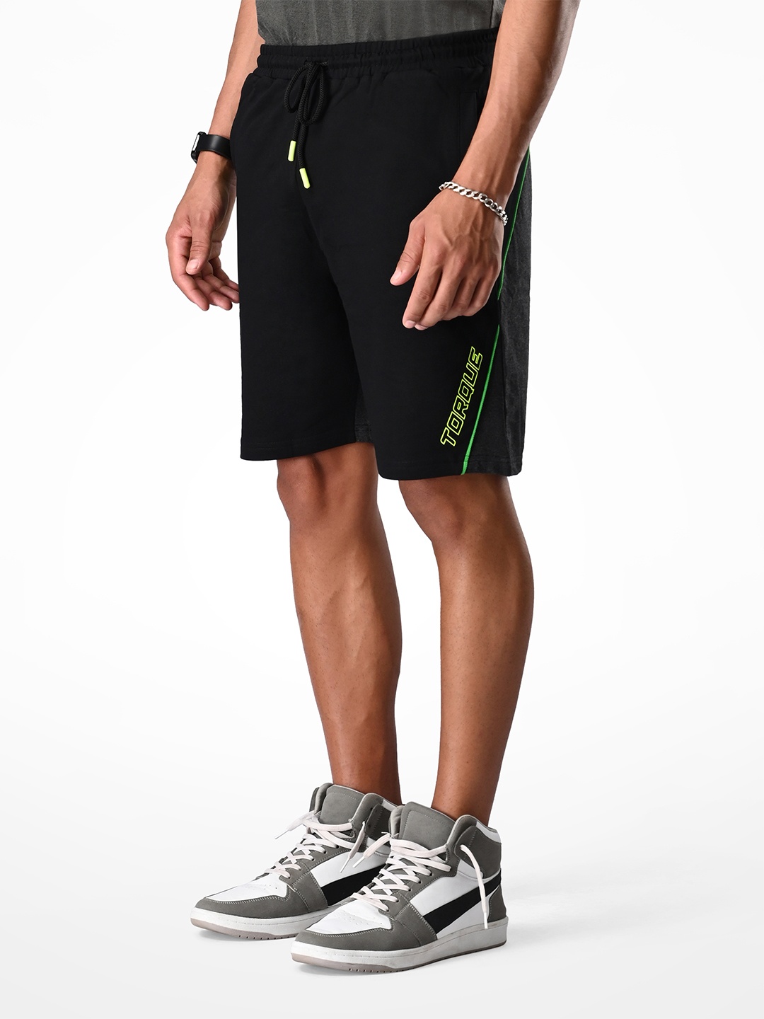 

Supa Men Mid Rise Cotton Sports Shorts, Black