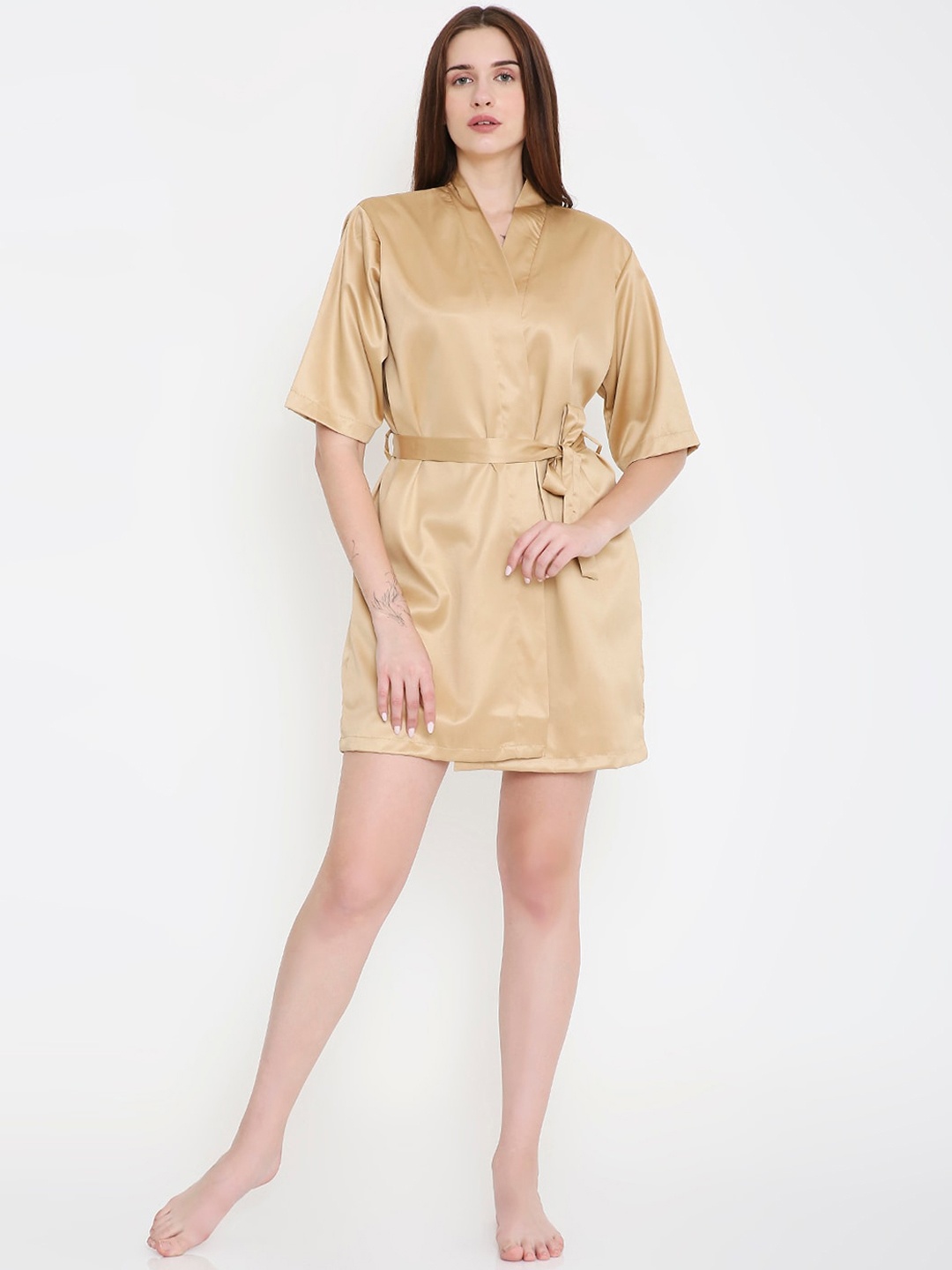 

Arendelle Printed Bridesmaids Mini Robe With Scrunchie, Gold