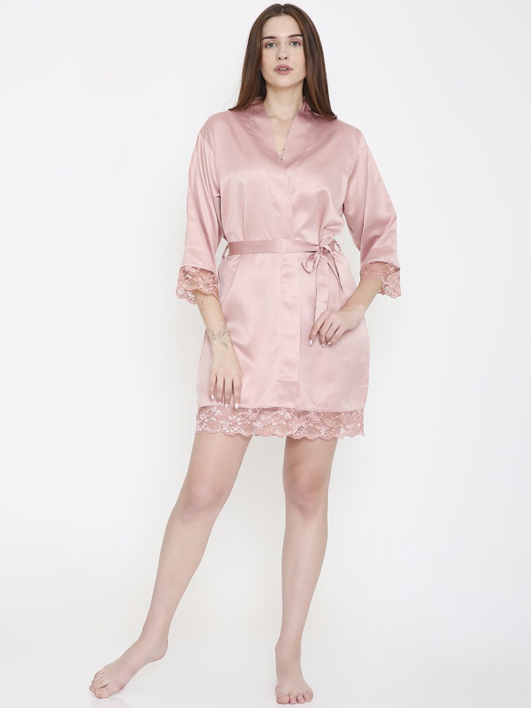 

Arendelle V-Neck Mini Robe With Scrunchie, Rose