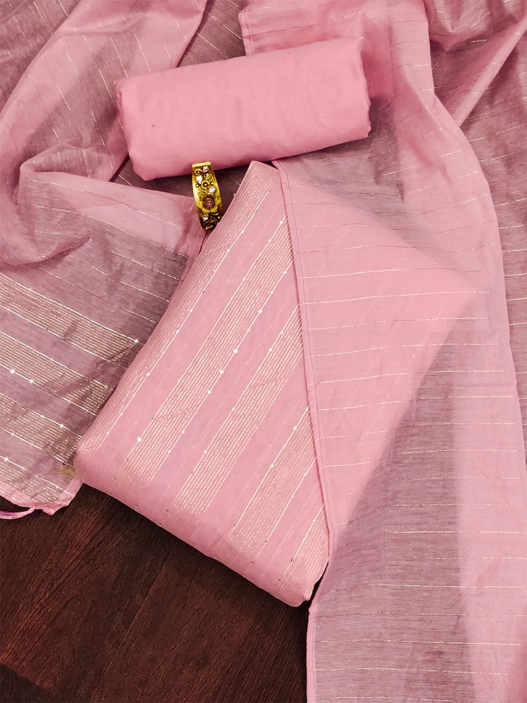 

Ishin Embroidered Unstitched Dress Material, Pink
