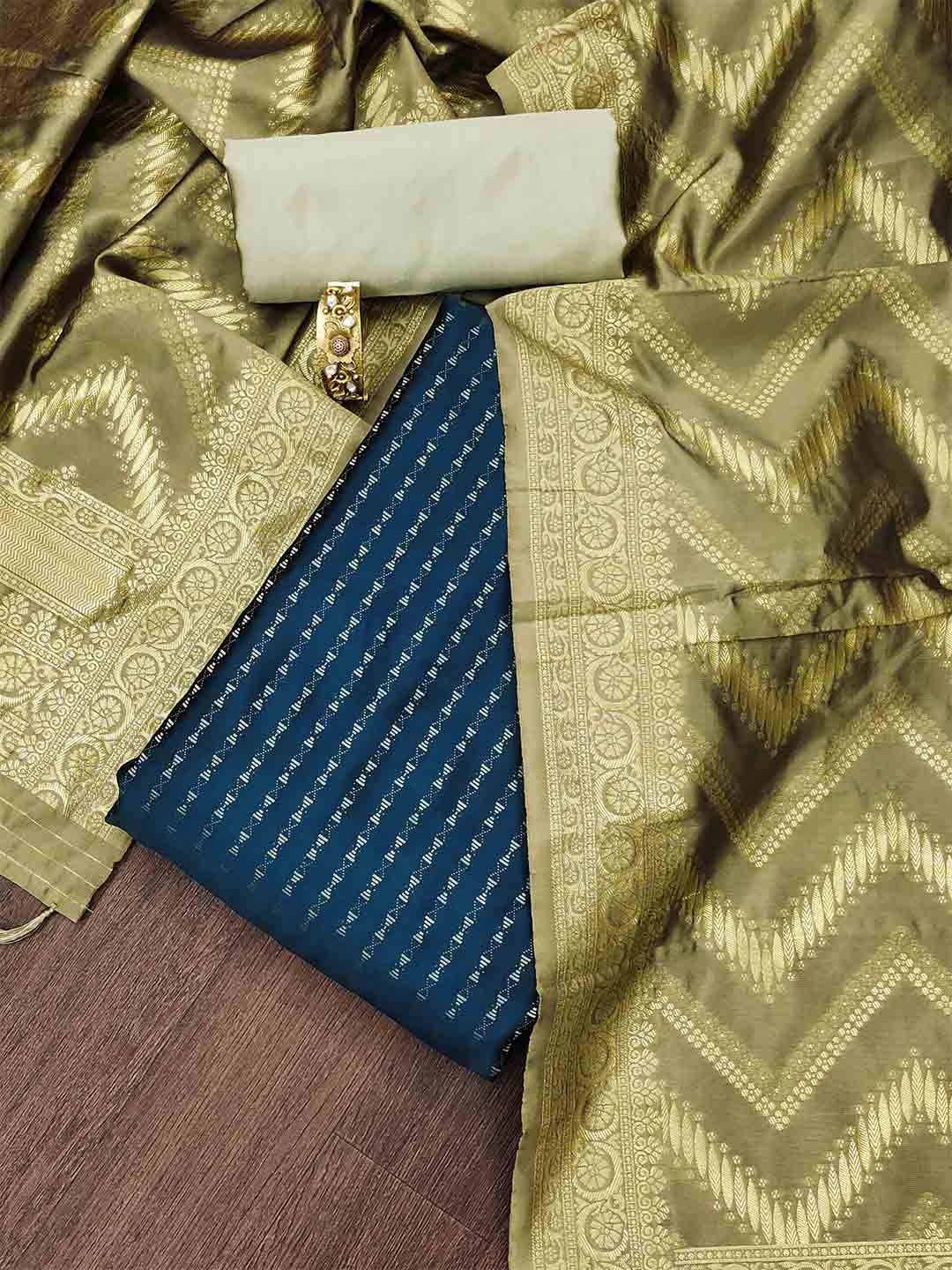 

Ishin Woven Designed Unstitched Dress Material, Blue