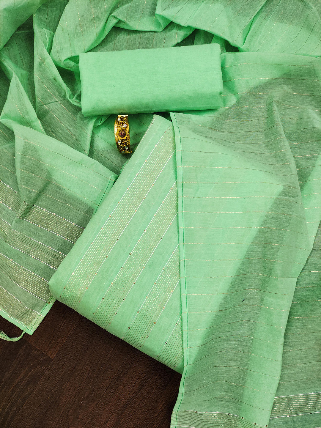 

Ishin Embroidered Unstitched Dress Material, Green