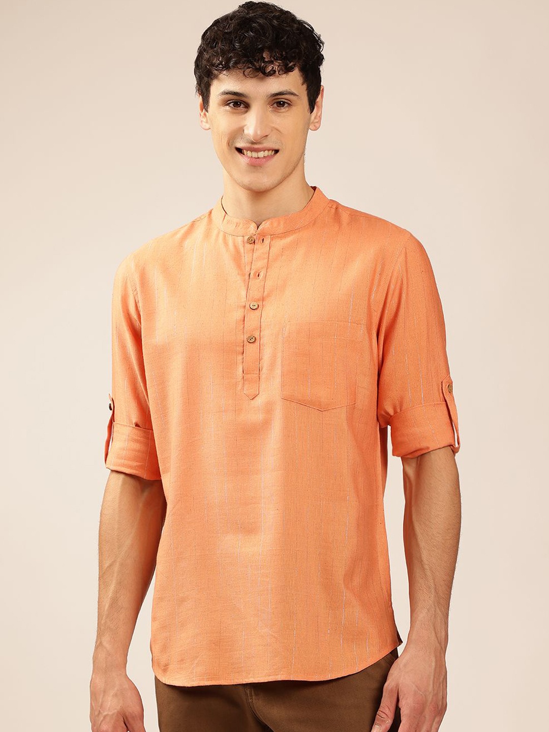 

Anouk Mandarin collar Pathani Kurta, Orange