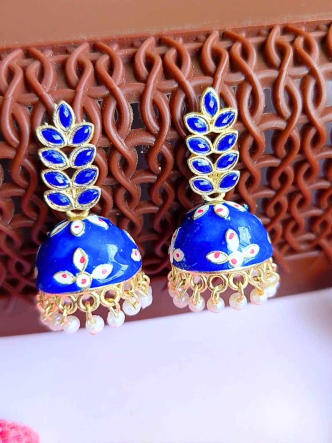 

Anouk Gold-Plated Dome Shaped Meenakari Jhumkas