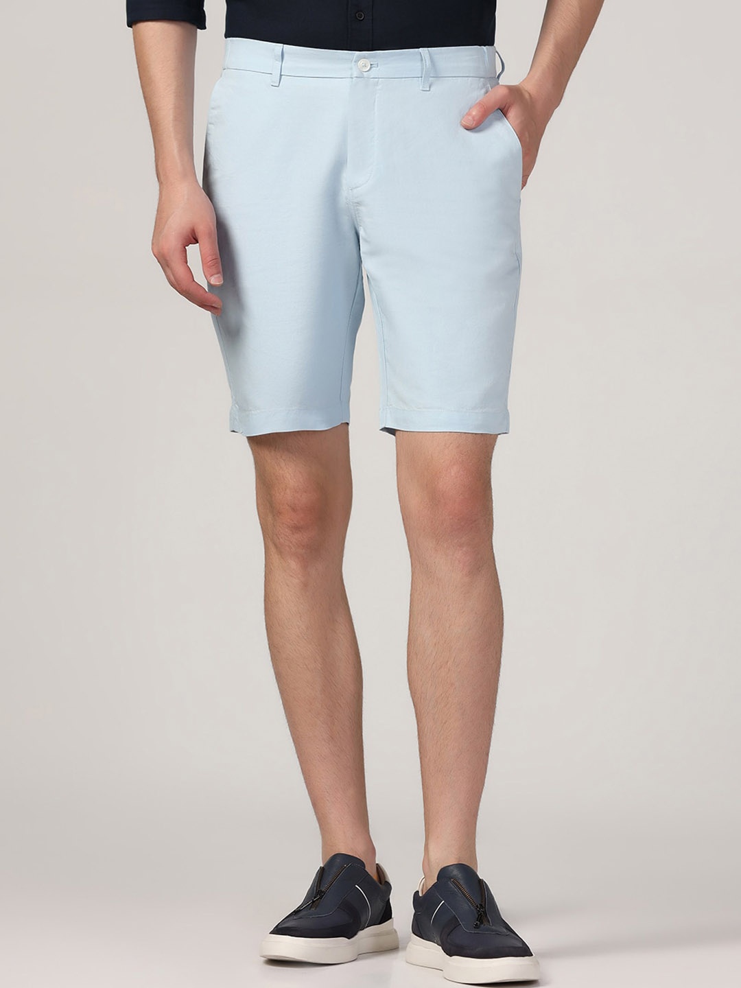 

Blackberrys Mid-Rise Cotton Slim Fit Shorts, Blue