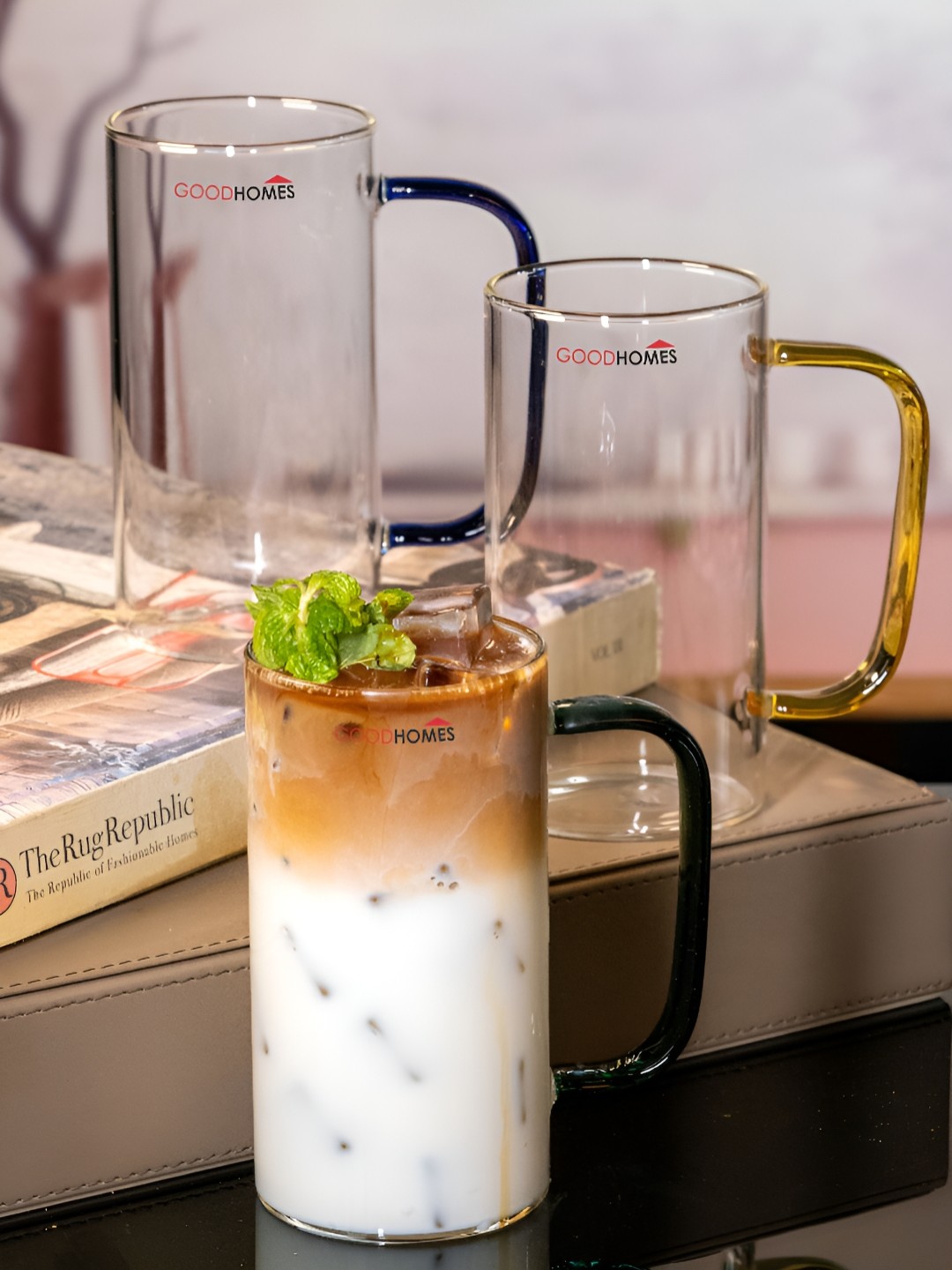 

Aura Transparent 3 Pieces Glass Glossy Mugs 365ml Each