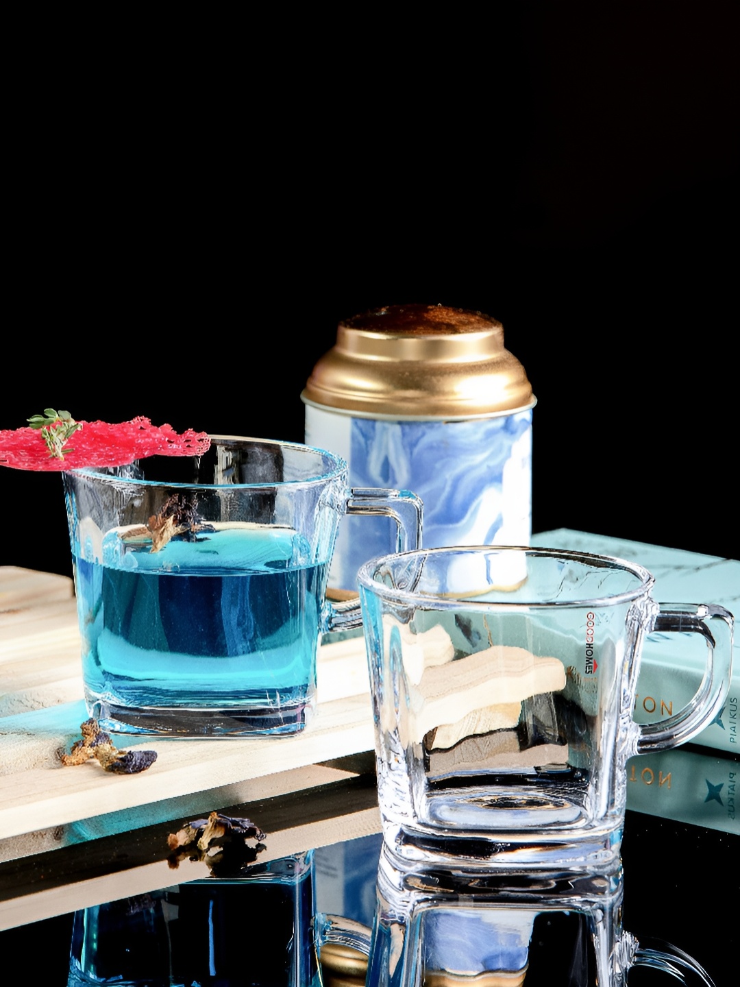 

Aura Transparent 6 Pieces Glass Glossy Dishwasher Safe Mugs 210ml Each