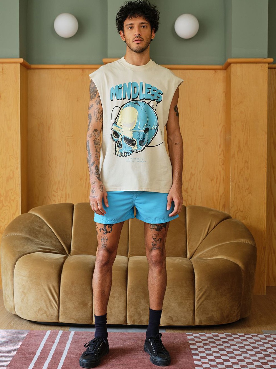 

Bonkers Corner Graphic Printed Pure Cotton T-shirt, Beige
