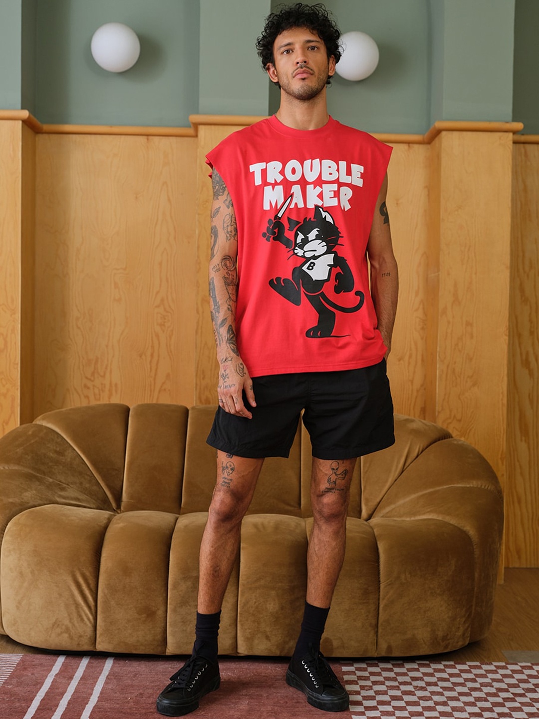 

Bonkers Corner Printed Pure Cotton Tank Innerwear Vests 8904413474996, Red