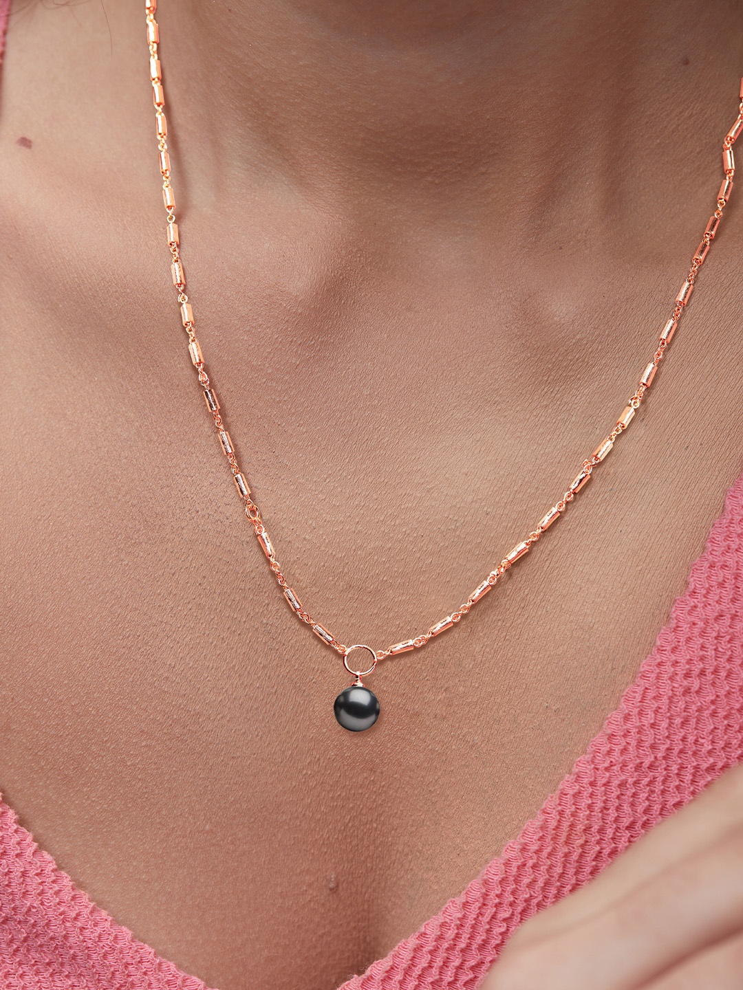 MINUTIAE Brass Rose Gold-Plated Necklace With Chain