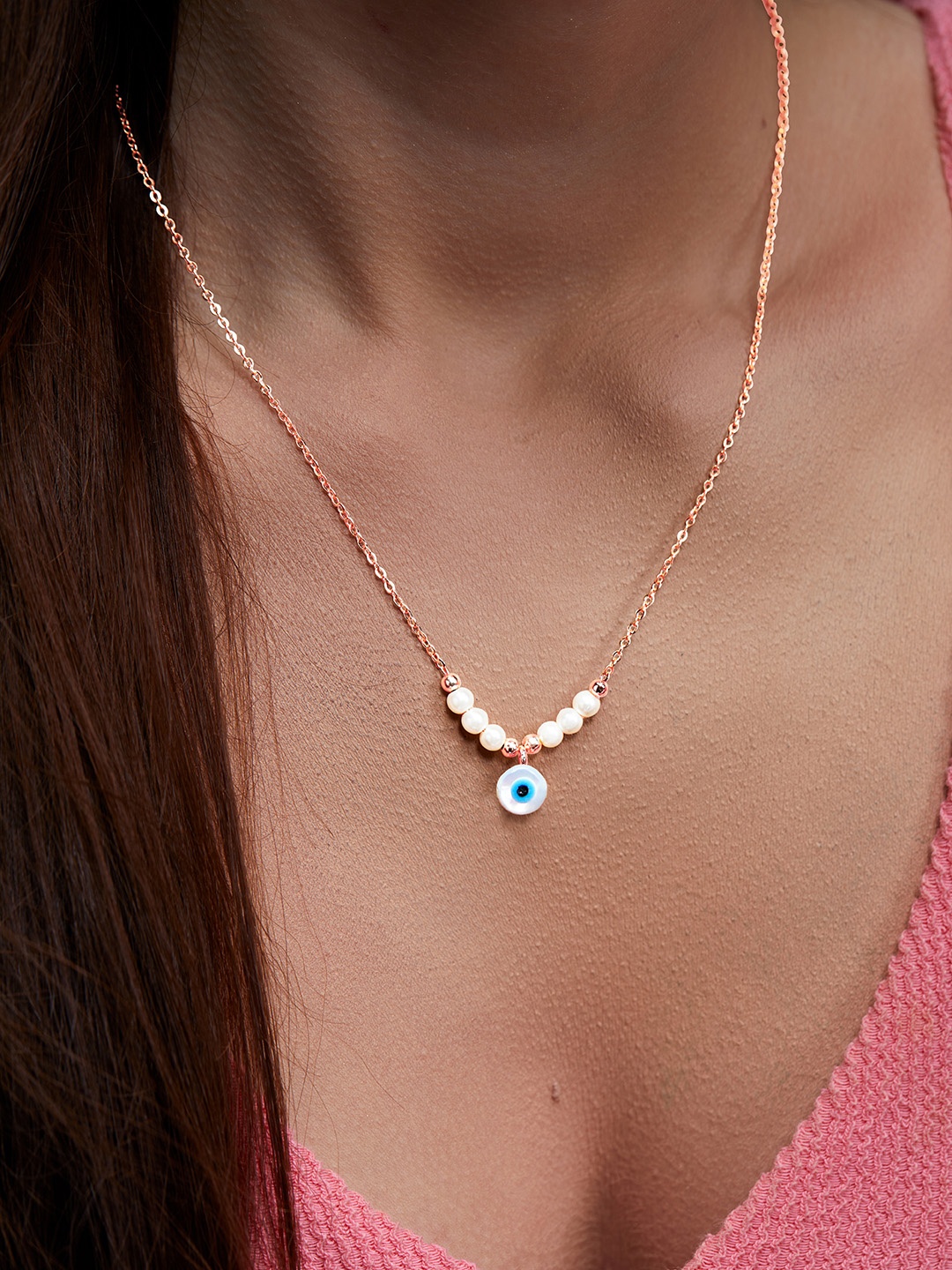 

MINUTIAE Rose Gold Plated Artificial Stones and Beads Necklace