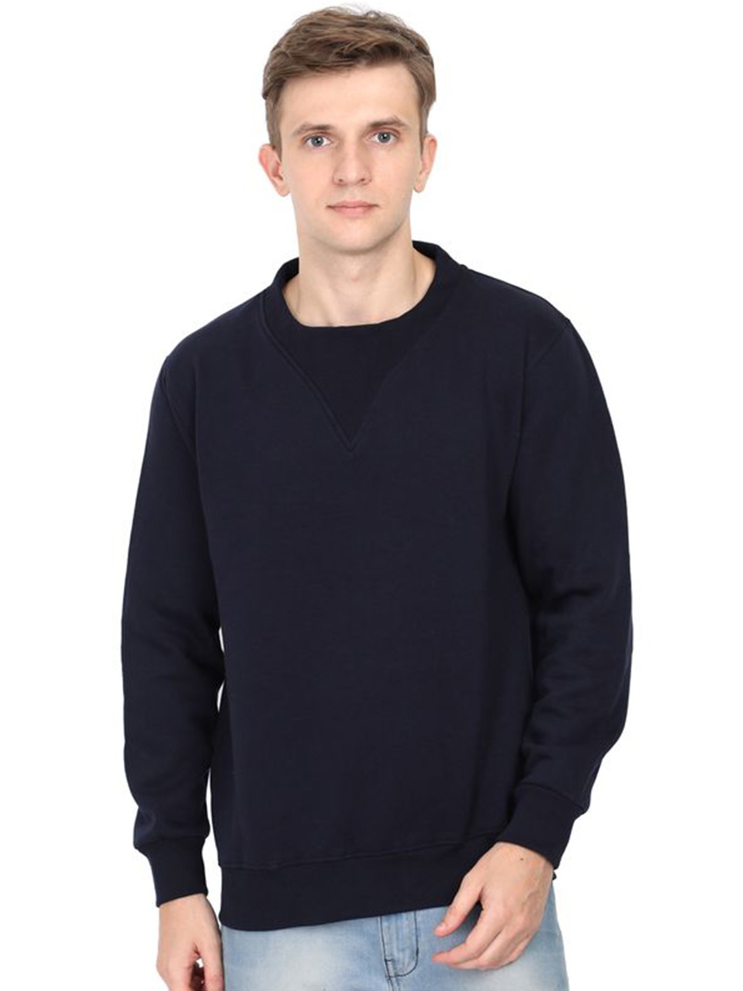 

Plutus Round Neck Pullover Sweatshirt, Navy blue