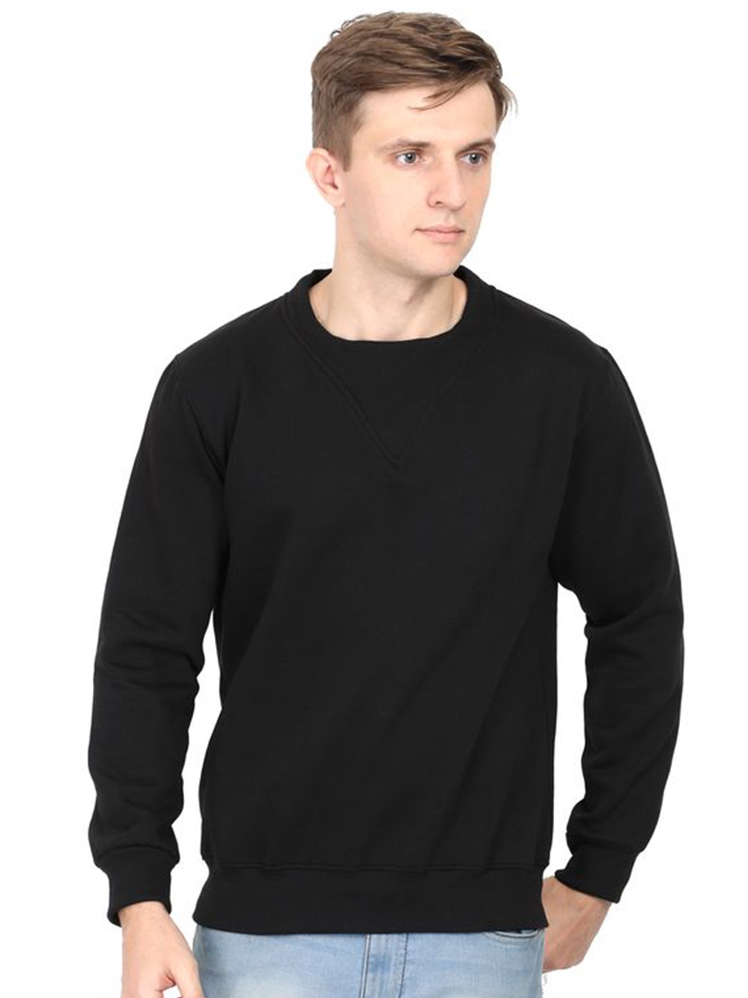 

Plutus Round Neck Pullover Sweatshirt, Black