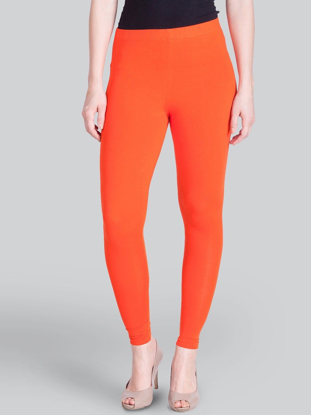 

LYRA Knitted Pure Cotton Churidar-Length Leggings, Orange