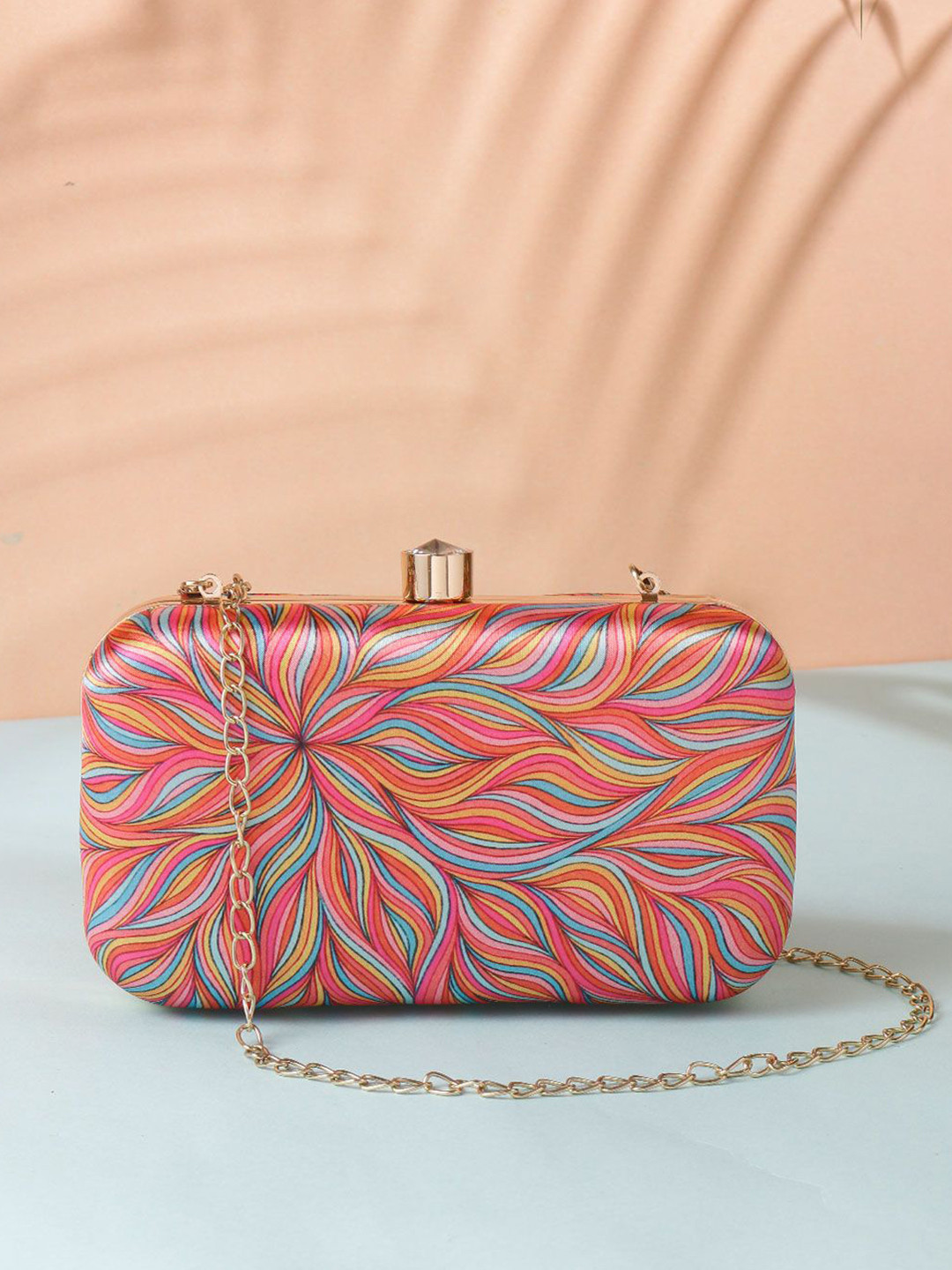 

Anouk Pink Printed Box Clutch