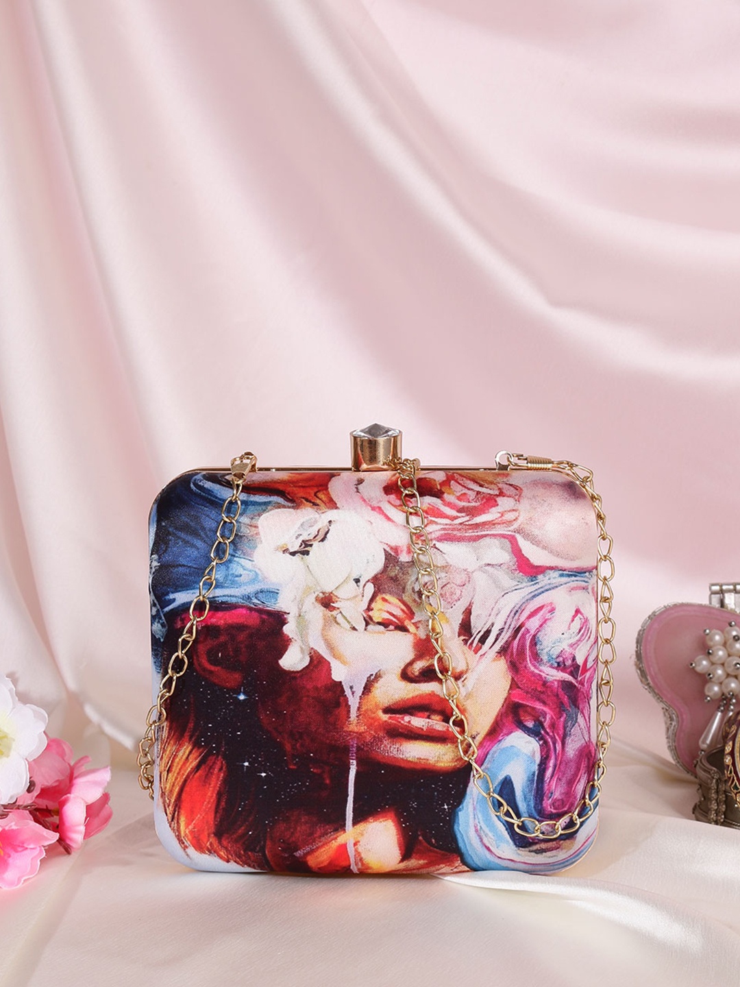 

Anouk Printed Box Clutch, Blue